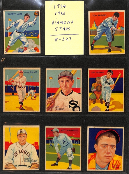 Nice Lot of (45) 1934-1936 Diamond Stars Baseball Cards (Mostly VG-EX+) w/ Stars