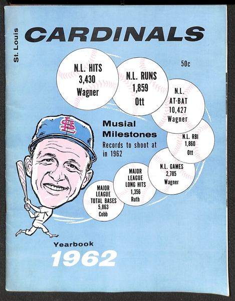Lot of (4) St. Louis Cardinals Yearbooks - 1959, 1961, 1962, and 1964