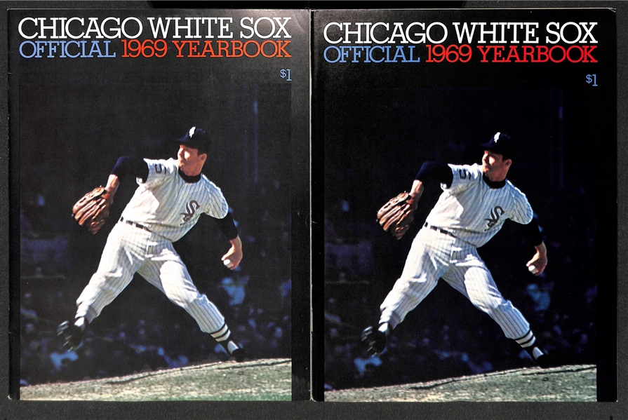 Lot of (12) 1969 Baseball Yearbooks - Padres, Pilots, Twins, (3) Dodgers, (2) White Sox, Braves, Tigers, Expos, Giants (Expos has 1969 in Pen on Cover)