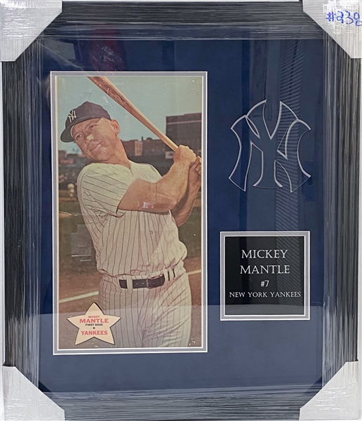 Nicely Framed and Matted 1968 Topps Mickey Mantle Poster #18 (The Frame is 26x20 w. Marble Matting and Plaque)