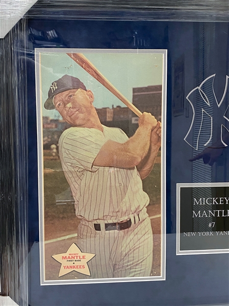 Nicely Framed and Matted 1968 Topps Mickey Mantle Poster #18 (The Frame is 26x20 w. Marble Matting and Plaque)