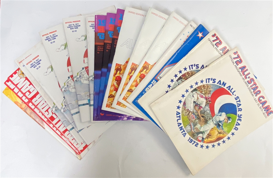 Lot of (18) MLB All Star Game Programs from the 1970s - (2) 1972, 1973, 1974, (3) 1975, (3) 1976, (5) 1977, (2) 1978, 1979