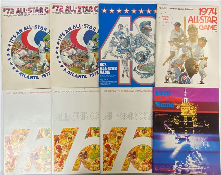 Lot of (18) MLB All Star Game Programs from the 1970s - (2) 1972, 1973, 1974, (3) 1975, (3) 1976, (5) 1977, (2) 1978, 1979
