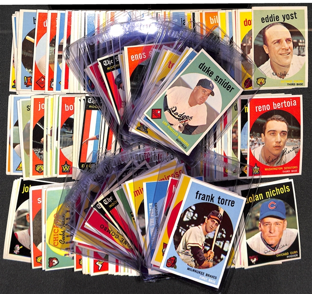 Over (240) 1959 Topps Cards, Including Many Pack-Fresh Examples (Duplicates of Some Cards) - Includes Snider, Musial, Spahn, Cepeda