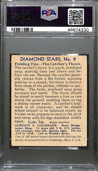 1934 Diamond Stars 9 Mickey Cochrane Graded PSA 4