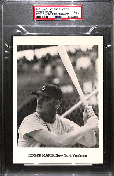 1962-65 Jay Publishing Photos (Type 2) Roger Maris (Batting, Pose to Chest, One Ear) Graded PSA 5.5