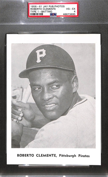 1958-61 Jay Publishing Photos (Type 1) Roberto Clemente (Batting) Graded PSA 4
