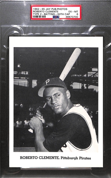 1962-65 Jay Publishing Photos (Type 2) Roberto Clemente (Batting w/ Cap) Graded PSA 6