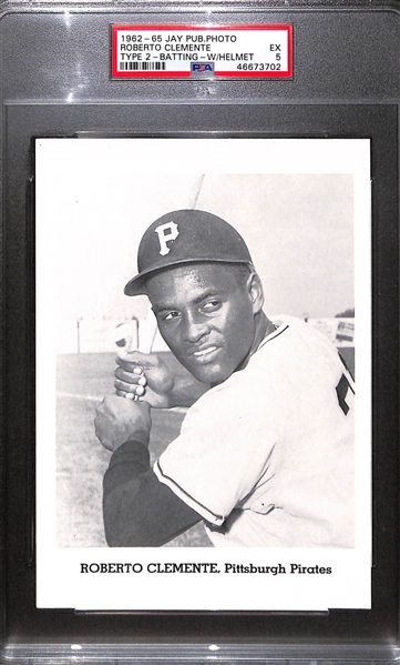 1962-65 Jay Publishing Photos (Type 2) Roberto Clemente (Batting w/ Helmet) Graded PSA 5