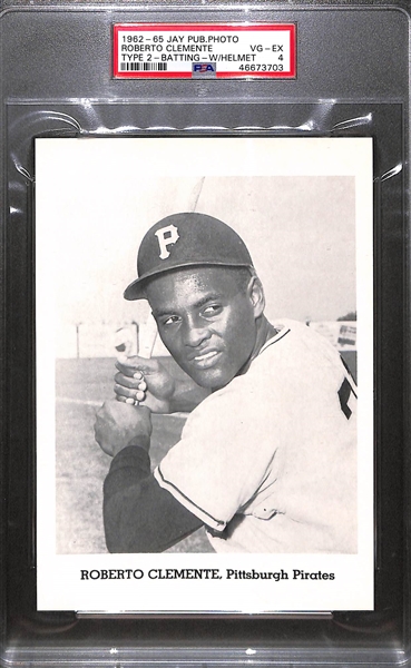 1962-65 Jay Publishing Photos (Type 2) Roberto Clemente (Batting w/ Helmet) Graded PSA 4