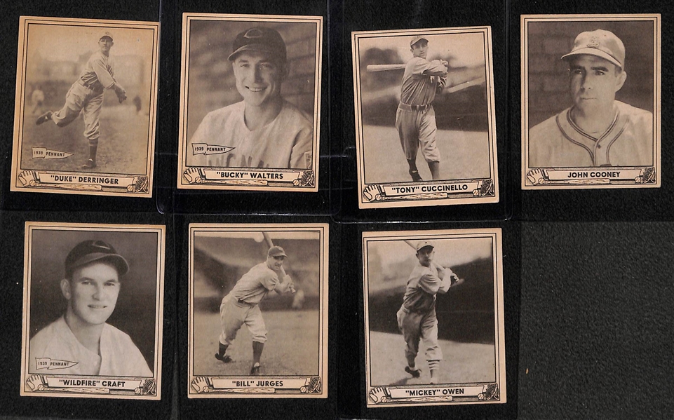 Large Lot of 63 Different Moderate to High Grade 1940 Play Ball Cards w. Derringer, Walters, Cuccinello, Cooney, Craft, Jurges, and Owen