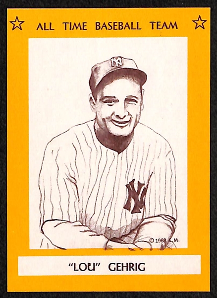1968 Sports Memorabilia All-Time Baseball Card Complete Set w. Outer Wrapper Inc. Babe Ruth, Lou Gehrig, Ty Cobb, Honus Wagner, +