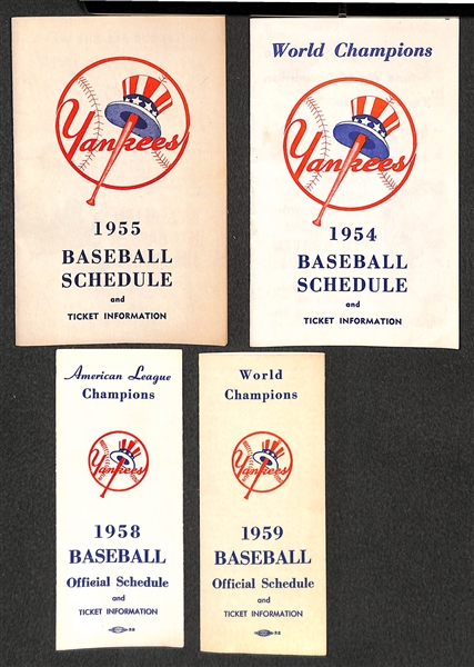 Lot of (10) New York Yankees Pocket Schedules - 1947, 1948, 1950-1955, 1958, 1959
