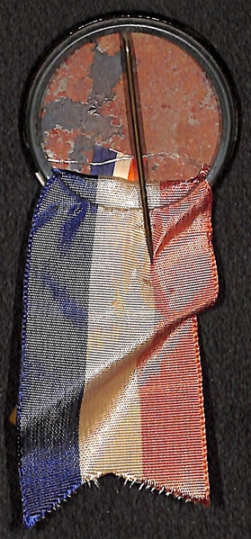 1940s Joe DiMaggio PM10 Stadium Pin (Black Border w. Original Ribbon, Toy Glove) 
