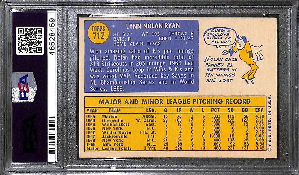 1970 Topps Nolan Ryan #712 Graded PSA 7