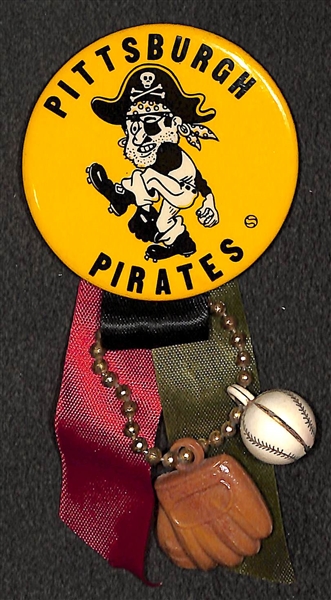 Lot of (3) PIttsburgh Pirates 1950s/60s PM10 Stadium Pins (w. Original Ribbons and Toys)