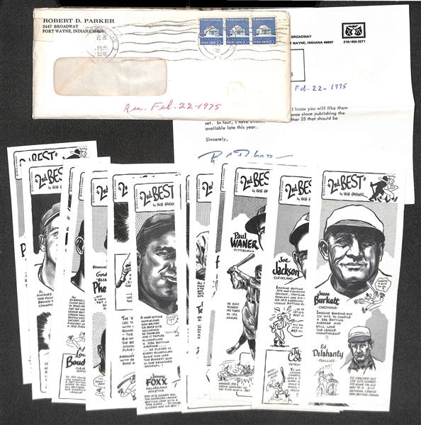 High-Grade 1974 Bob Parker Baseball Card Legend Set w/ Babe Ruth & Lou Gehrig (Was Stored in Original Envelope)