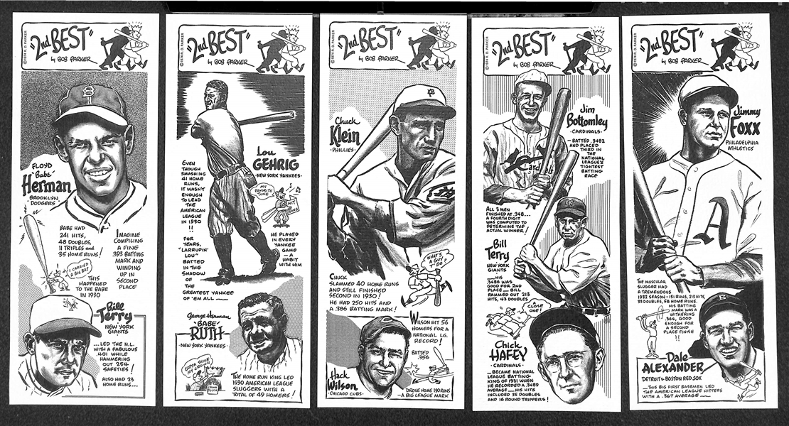 High-Grade 1974 Bob Parker Baseball Card Legend Set w/ Babe Ruth & Lou Gehrig (Was Stored in Original Envelope)