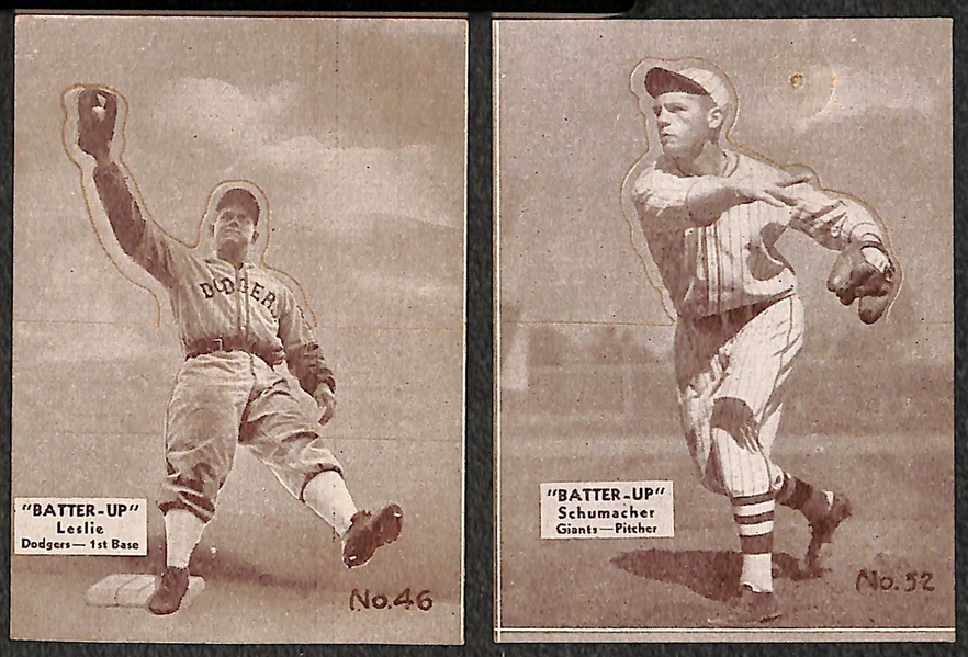 Lot of (7) 1934-36 Batters-Up Cards Inc. Frankie Frisch, Cuccinello, Byrd, Schumacher, Fullix, Knickerbocker, Leslie