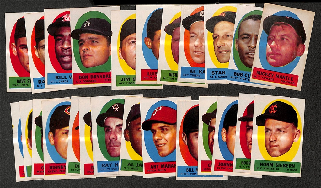 Lot of (25) 1963 Topps Peel-Off Stickers , Inc. Mantle, Clemente, Musial, Kaline
