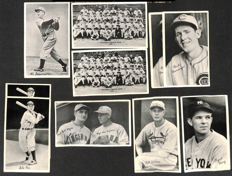 Lot of (19) Mostly 1936 National Chicle R313 Fine Pen Premiums Inc. Al Simmons and (2) White Sox Team Cards