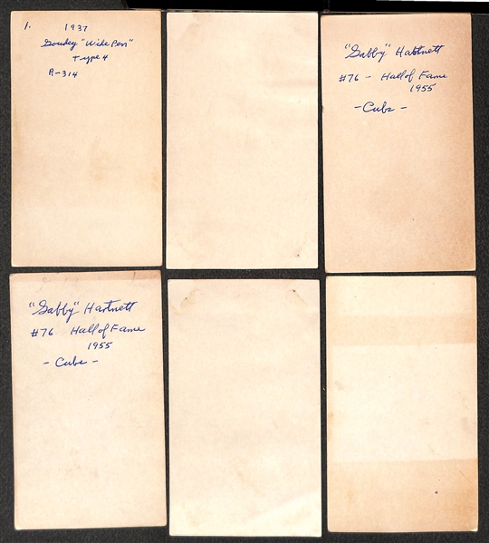 Lot of (24) Mostly 1937 Goudey Wide Pen Premiums (R314 Type 4) w/ (2) L. Appling, (3) Gabby Hartnett, Rowe