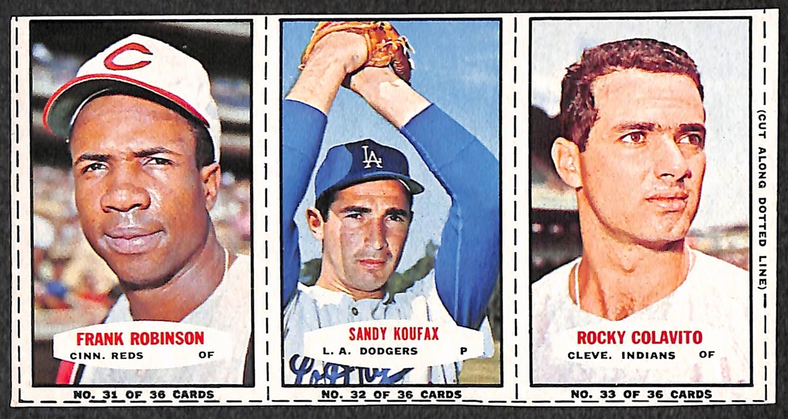 Lot of (4) 1964 Bazooka Panels w/ Koufax, F. Robinson, B. Robinson, McCovey  (Cards Have 1964 Written on Back in Pen)