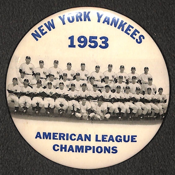 Rare Original 1953 New York Yankees American League Champions Pin (3-1/2)