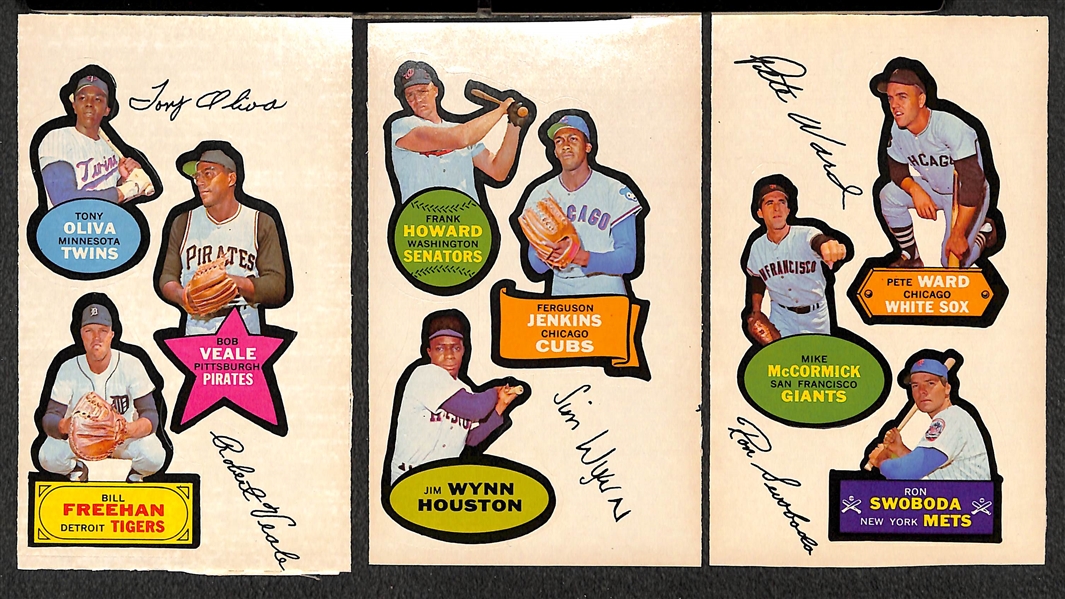 Lot of (3) 1968 Topps Action All-Star Stickers w/ Oliva and Jenkins
