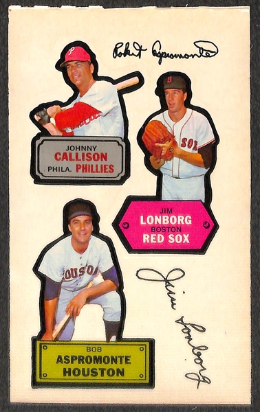 Lot of (3) 1968 Topps Action All-Star Stickers w/ Richie Allen and Al Kaline