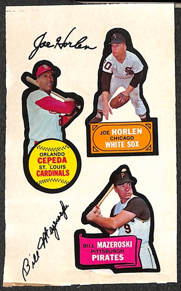 Lot of (3) 1968 Topps Action All-Star Stickers w/ Cepeda, Bunning, Mazeroski