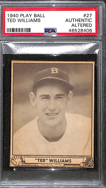 1940 Play Ball Ted Williams #27 Graded PSA Authentic/Altered (Trimmed)