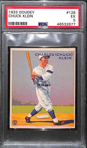 1933 Goudey Chuck Klein #128 Graded PSA 5 (EX)