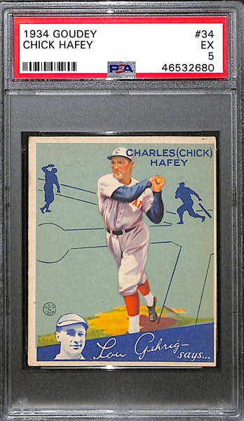 1934 Goudey Charles Chick Hafey #34 Graded PSA 5 (EX)