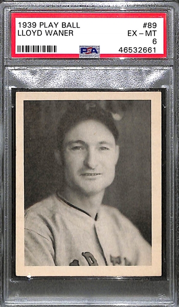 1939 Play Ball Lloyd Waner #89 Graded PSA 6 (EX-MT)
