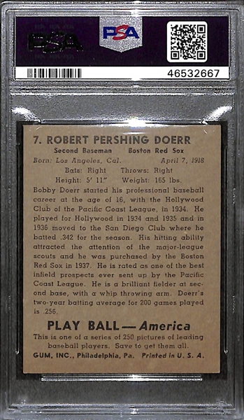 1939 Play Ball Bobby Doerr #7 Graded PSA 7 (NM)
