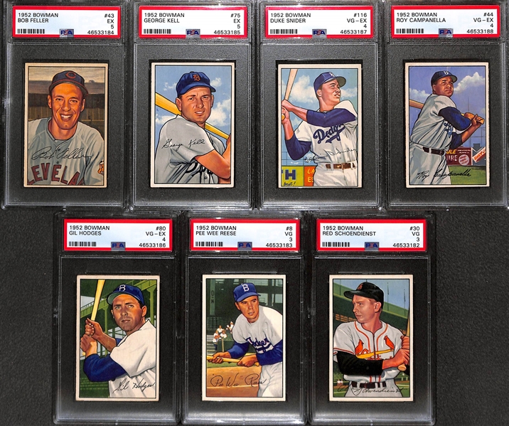 1952 Bowman Partial Baseball Card Set of 237 cards (Inc. 7 PSA Graded Cards)