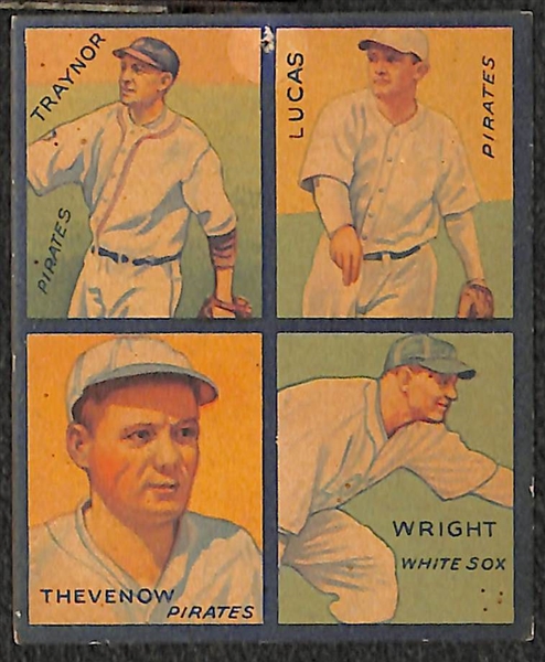 Lot of (4) 1935 Goudey 4-in1 Baseball Cards w/ Pie Traynor, Billy Herman, Red Rolfe