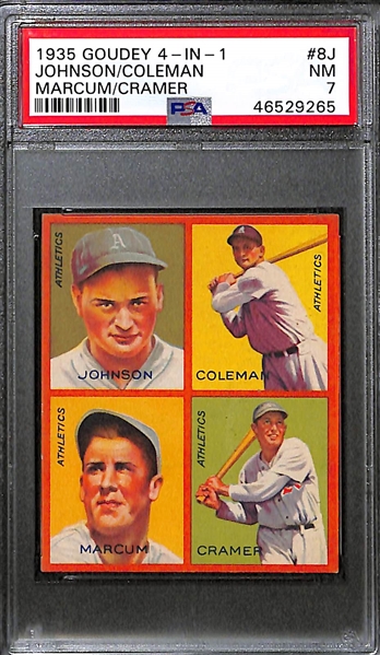1935 Goudey 4-in-1 #8J Coleman, Cramer, Johnson, Marcum Graded PSA 7