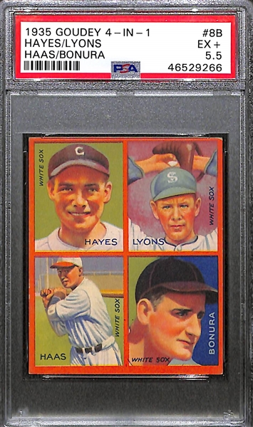 1935 Goudey 4-in-1 #8B Bonura, Haas, Hayes, Lyons Graded PSA 5.5