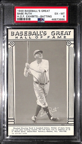 1948 Baseball's Great Babe Ruth HOF Exhibits - Batting Graded PSA 6 (Only 2 Graded Higher)