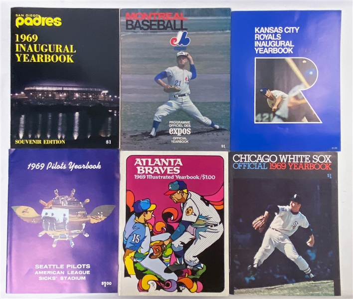 Lot of (13) Different 1969 Yearbooks - Padres, Expos, Royals, Pilots, Braves, White Sox, Tigers, Twins, Indians, Dodgers, Giants, Cardinals, A's