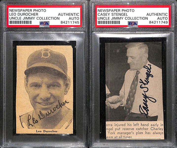 Casey Stengel and Leo Durocher Signed Newspaper Clipping (PSA Authentic)