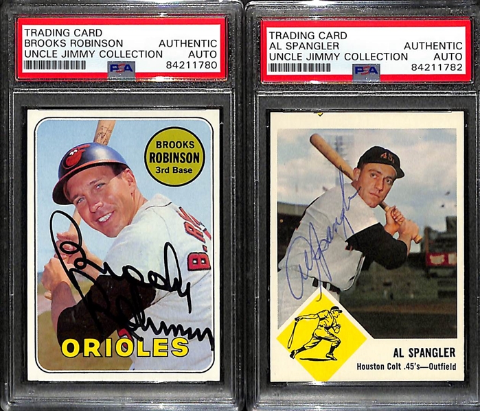 Lot of (4) Signed Items - 1969T B. Robinson, 1963F Spangler, Appling (5.5x2.75 Clipping), Grove (6.5x3.75 Clipping)