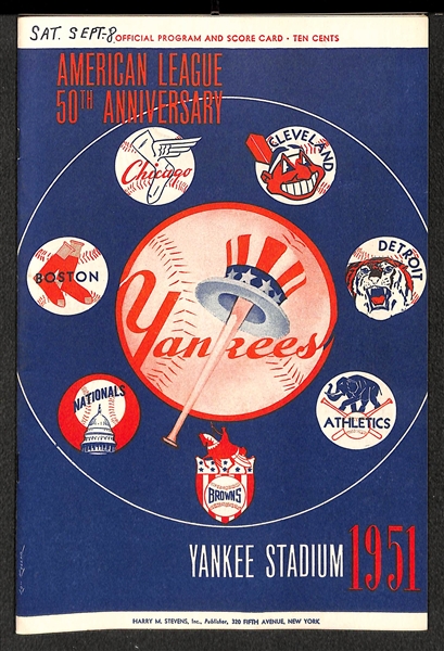 Mickey Mantle's 10th Career Home Run Score Card & Ticket Stub - 9/8/1951