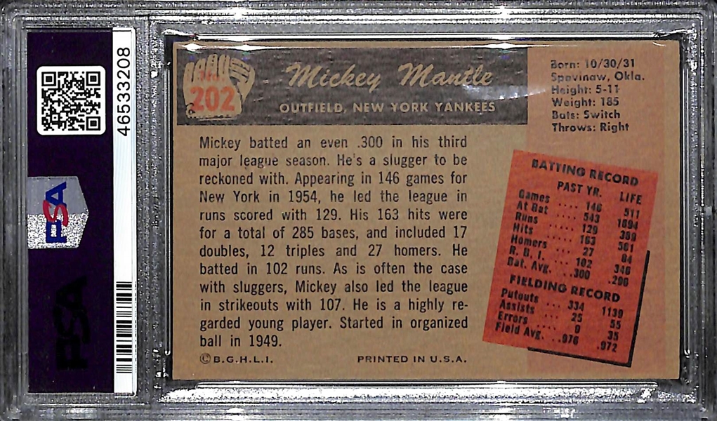 1955 Bowman Mickey Mantle #202 Graded PSA 5