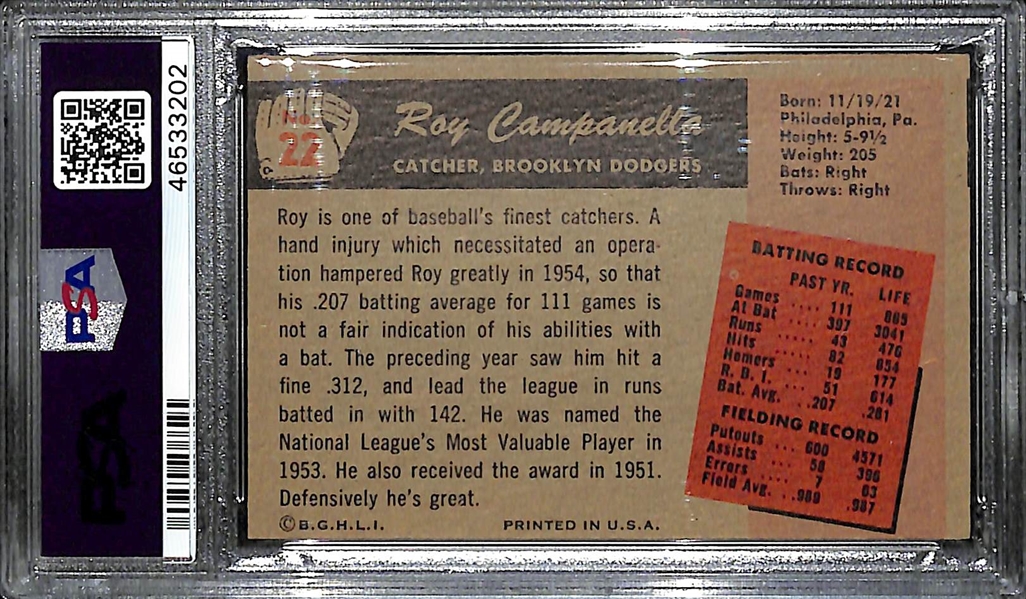 1955 Bowman Roy Campanella #22 Graded PSA 7