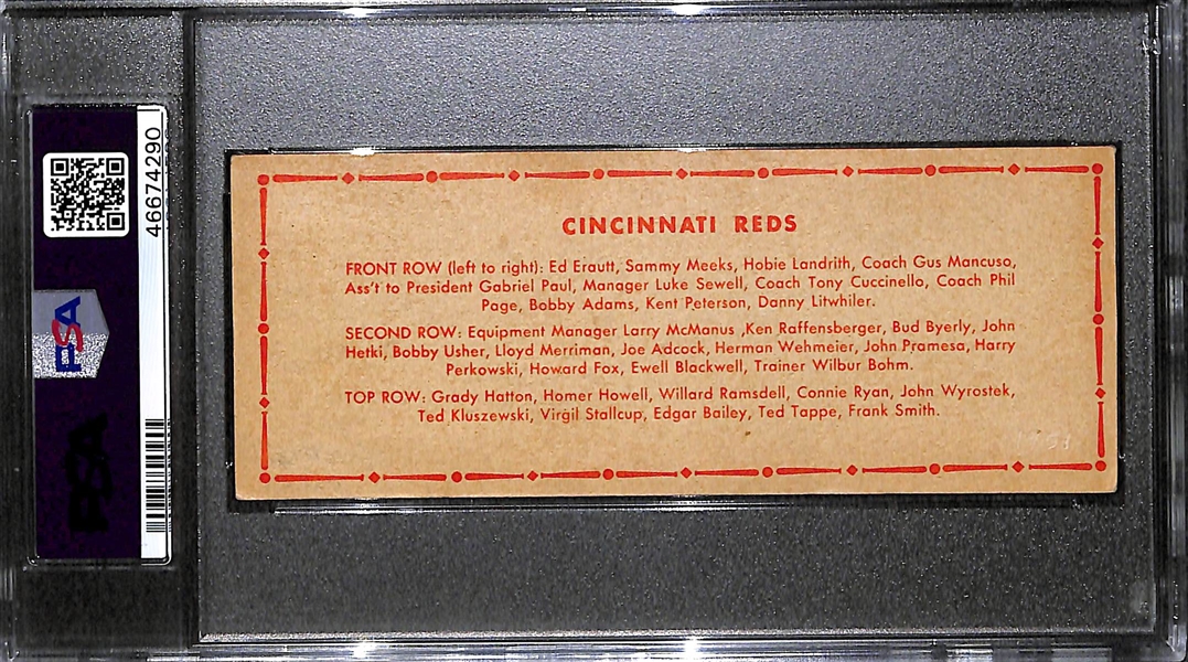1951 Topps Teams Cincinnati Reds Dated Graded PSA 5 MK