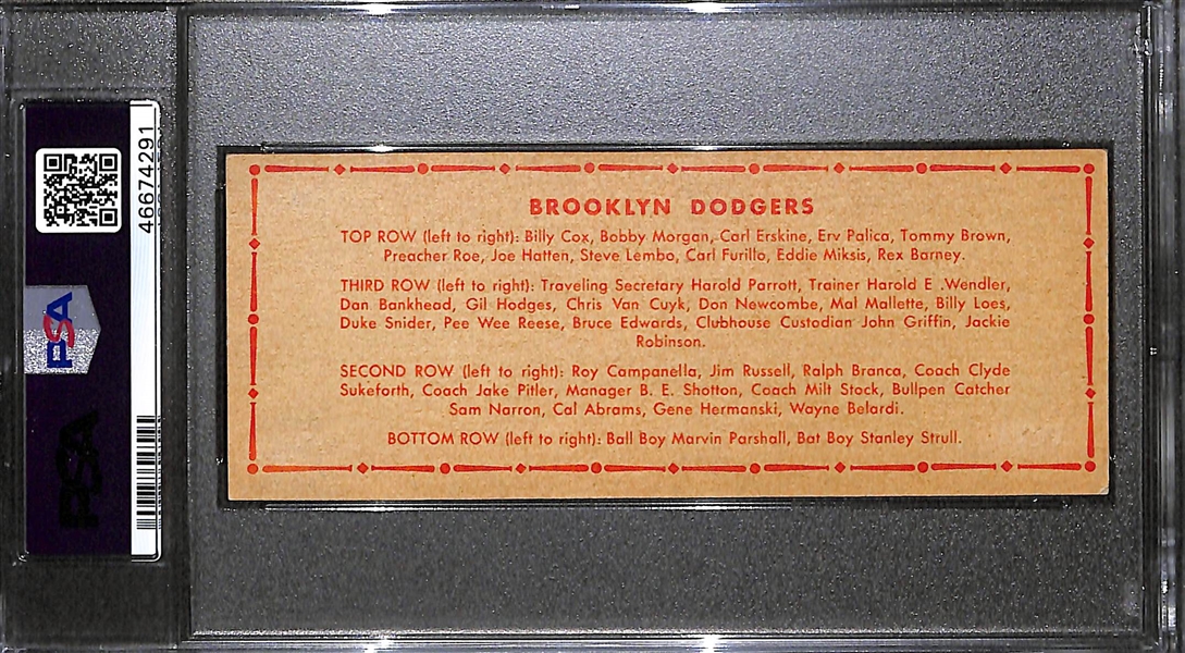 1951 Topps Teams Brooklyn Dodgers Dated Graded PSA 5 MK