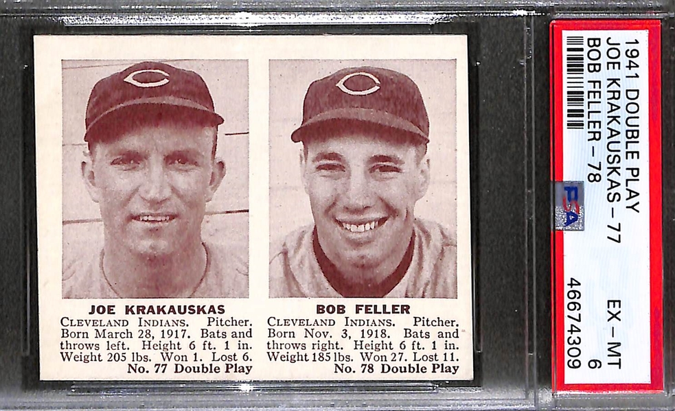 1941 Double Play Joe Krakauskas-77 Bob Feller-78 Graded PSA 6